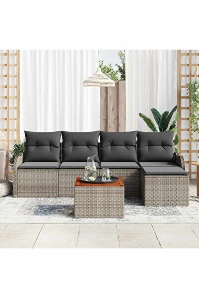 vidaxl Set de canapele pentru gradina cu perna 6 pcs Gri poliratan