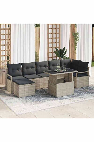 vidaxl Set de canapele pentru gradina 8 pcs Gri deschis Rattan poli