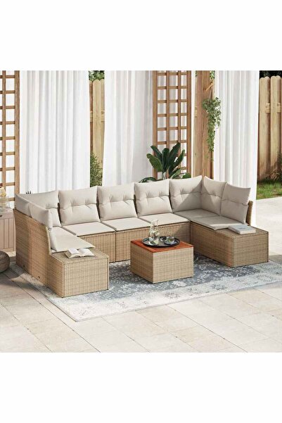vidaxl Set de canapele pentru gradina cu perna 8 pcs Bej poliratan