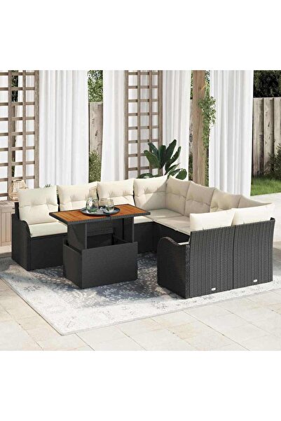 vidaxl Set de canapele pentru gradina 9 pcs Negru Rattan poli