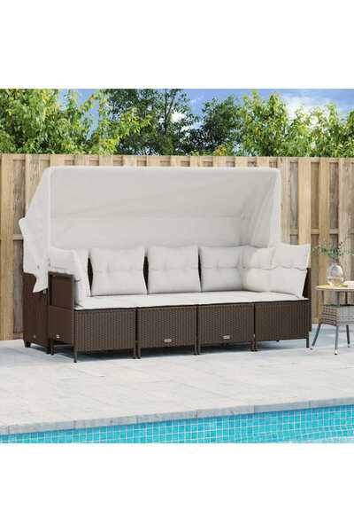 vidaxl Set canapele de gradina cu perne, 5 piese, maro, poliratan