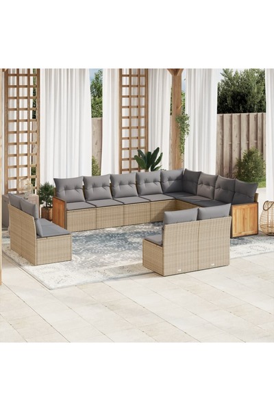 vidaxl Set canapele de gradina cu perne, 12 piese, bej, poliratan
