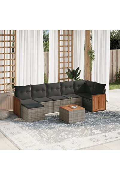 vidaxl Set canapele de gradina cu perne, 8 piese, gri, poliratan