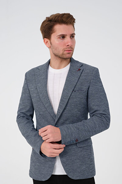 Bonesti Muška jakna slim fit s plavim uzorkom