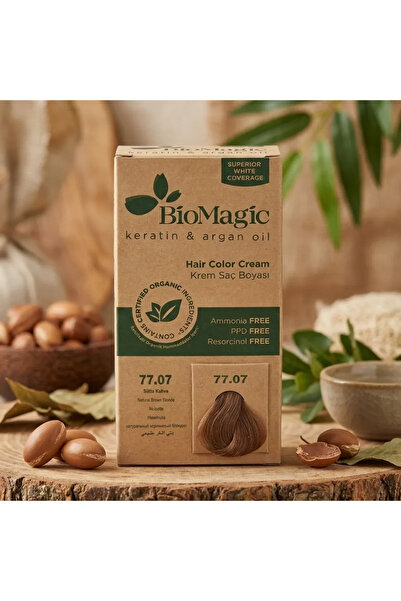 BIOMAGIC Vopsea de păr fără amoniac blond șaten, 77.07