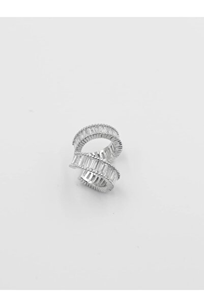 illys Silver Baget Taş Detaylı İkili Görünüm Parlak Earcuff Kıkırdak Küpe