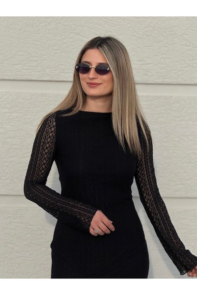 AlisBoutique Sırt Dekolteli Dantel Midi Elbise