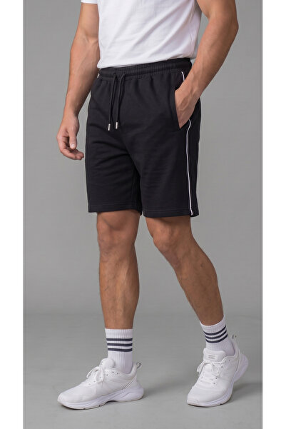 Leopars Men's Black Color Shorts with Back Pockets, Side Piping and Front Zip...
