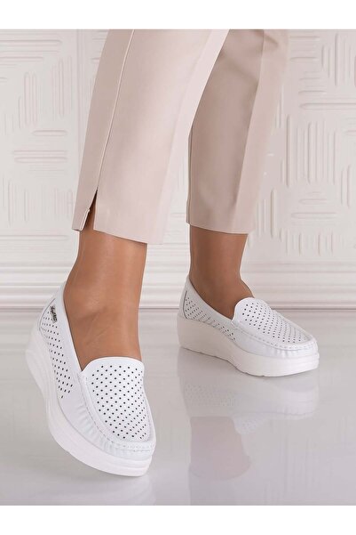 ANGEL BLUE Anastassia Pantofi casual albi de damă, din piele, mărimea 38