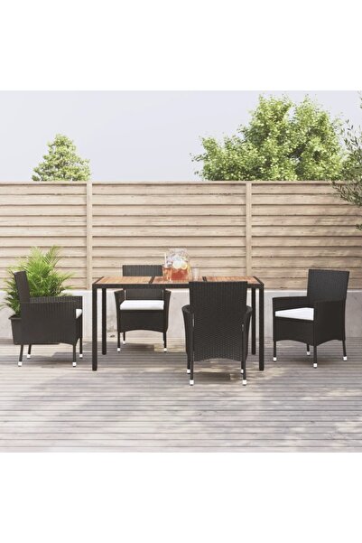 vidaxl Set mobilier de gradina cu perne, 5 piese, negru, poliratan