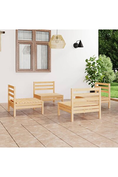 vidaxl Set mobilier de gradina, 4 piese, lemn masiv de pin