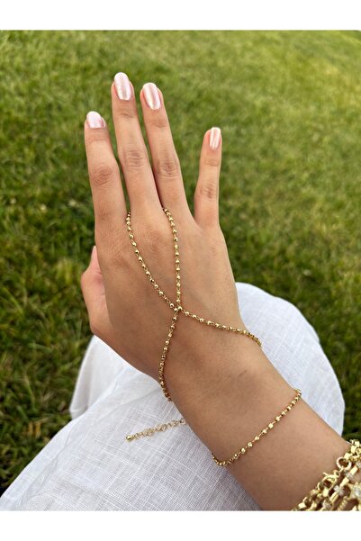 Emine seker jewelry Kadın Top Detaylı 14k Kaplama Sahmeran