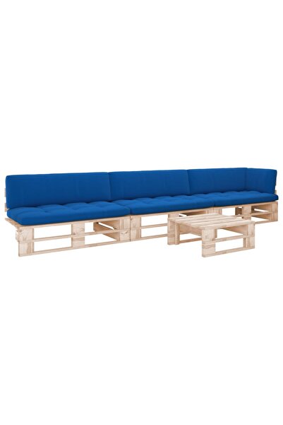 vidaxl Pallet furniture set with cushions, 4 pieces, treated pine wood