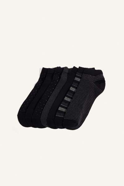 DeFacto Men's Seamless 7-Piece Cotton Booties Socks H9305Axns