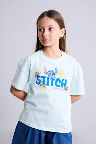 DeFacto Tricou Disney Lilo & Stitch Relax Fit cu gât crew și mânecă scurtă pe...