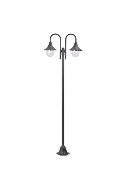 vidaxl Stalp cu lumini de gradina E27 220 cm, aluminiu 2 lampi, bronz