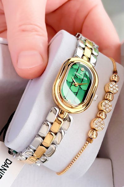 Daniel Klein Special Series Gift Women's Watch Gold Green Color - Steel Band Japanese Machine Special Stylish Boxed Gdkb2058C3