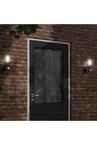 vidaxl Lampa exterioara de perete cu senzor, negru, oÈ›el inoxidabil