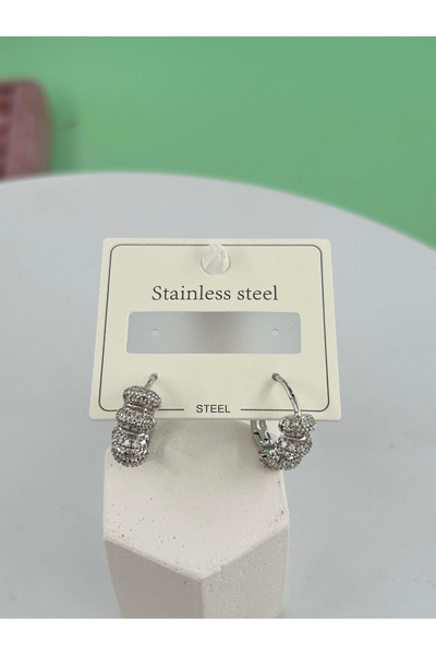 Bozhi Steel Earrings Silver Business Woman Style Stylish Gift