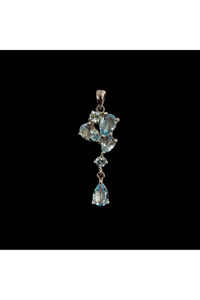 925 Pandantiv din argint sterling placat cu rodiu cu topaz