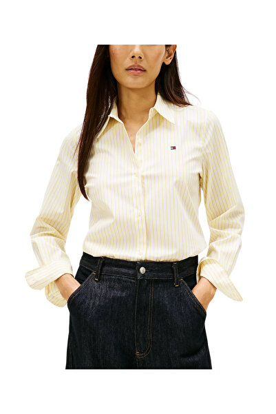 Tommy Hilfiger Γυναικείο Ριγέ Πουκάμισο Κίτρινο WW0WW47169-0FS