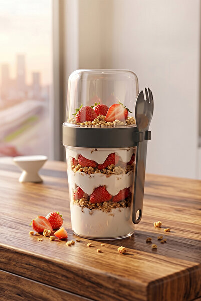 Porsima 5817 Yogurt Muesli Container – Practical Portable Snack Container wit...