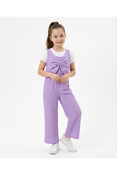 Ollington St. 100% Cotton Sinker Knit Half Sleeves Jumpsuit - Lavender & White