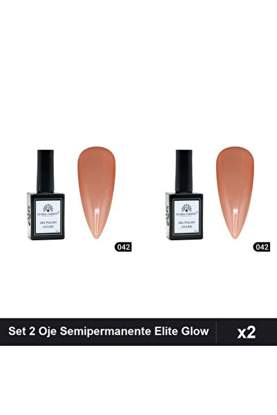 Makeup Set 2 Oje Semipermanente Global Fashion Elite Glow 15ml, Nuanta 042, G...