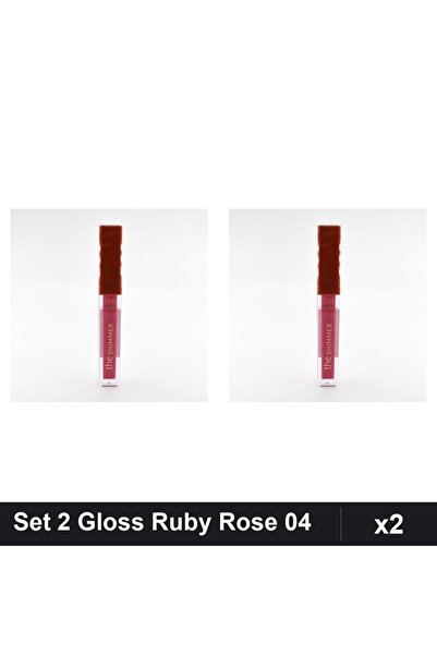 Makeup Set 2 Gloss Buze Shimmer Ruby Rose 04, Luciu cu Efect Stralucitor, Mac...