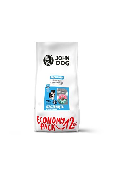 John Dog Good Form Puppy Pui cu vită - hrană uscată pentru câini - 12 kg
