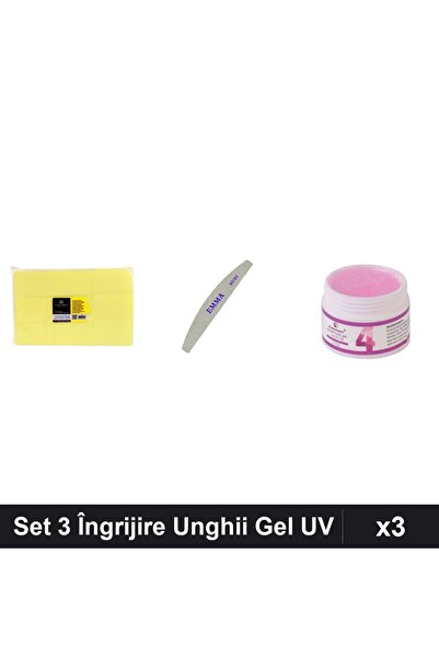 Makeup Set 3 Îngrijire Unghii: 900 Servetele Fără Scame Galben, Pilă EMMA 100...