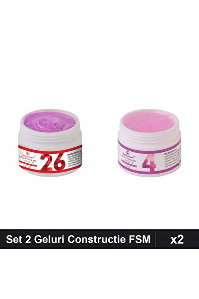 Makeup Set 2 Geluri Constructie UV LED FSM 15g, Nuante 26 și 04, Manichiura P...