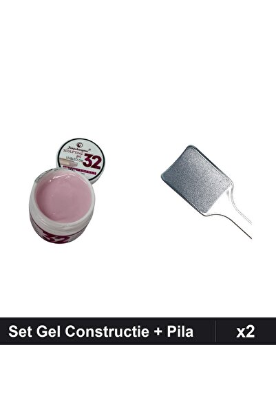 Makeup Set 2 Gel Constructie UV LED FSM 15g + Pila Calcaie Negru, Manichiura ...
