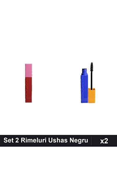 Makeup Set 2 Rimeluri Ushas Negru, Machiaj Profesional, Volum și Lungire Gene