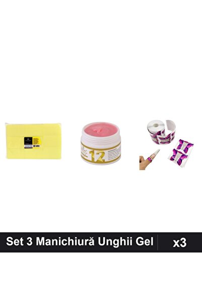 Makeup Set 3 Manichiură Unghii - Gel UV LED 15g, 900 Șervețele, 10 Șabloane F...