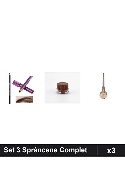 Makeup Set 3 Sprâncene Creion Mn Maro 02 + Gel Ruby Rose + Eyeliner Kiss Beauty
