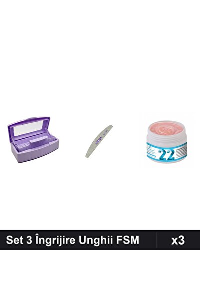 Makeup Set 3 Îngrijire Unghii FSM cu Pila EMMA 120/150, Gel Constructie UV/LE...