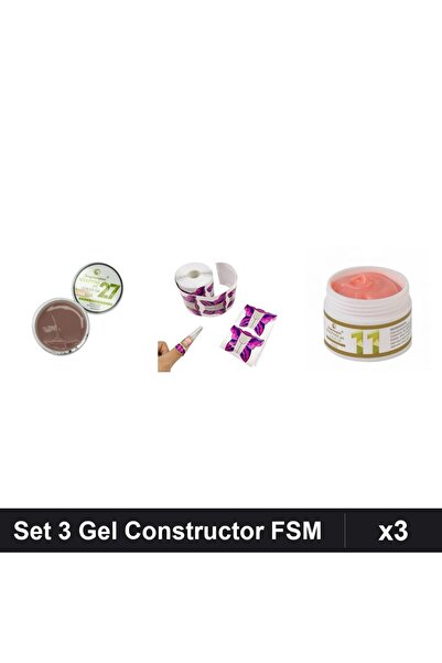 Makeup Set 3 Gel Constructor UV LED FSM 15g, Nuante 27 și 11, Șabloane Flutur...