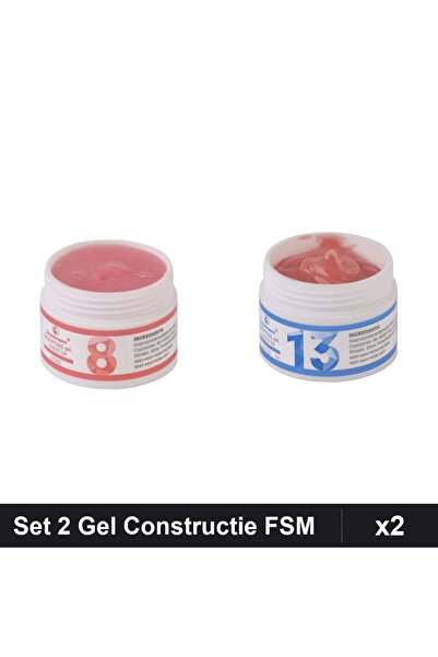 Makeup Set 2 Gel Constructie UV LED FSM 15g, Nuante 08 13, Manichiura Profesi...