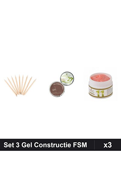 Makeup Set 3 Gel Constructie UV LED FSM 15g, Nuante 27 si 11, Betisoare Porto...