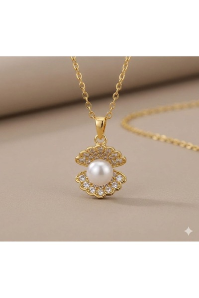 Rose and Light Pearl Oyster Necklace
