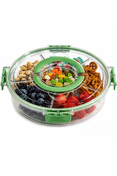 PUFO Rotating food storage box Snack with 6 compartments for snacks, fruits, ...