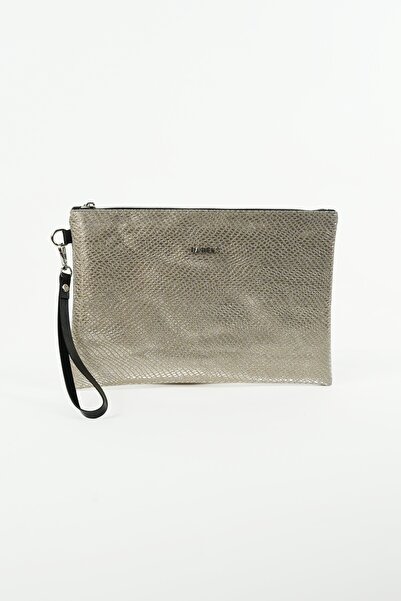 BAHELS Women's Gold Shiny Snake Pattern Portfolio Clutch Bag