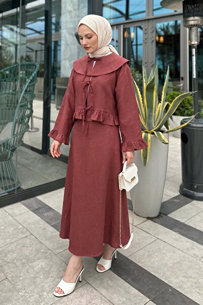 Salih Çelebi Baby Collar Detailed Double Set Y0141 - Bordo