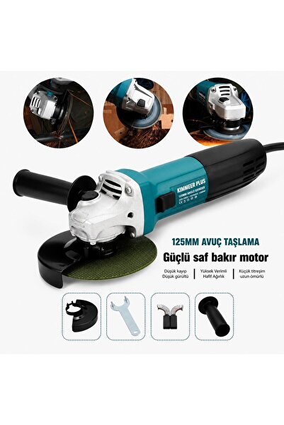 KİMMEER PLUS Devir Ayarlı Taşlama Makinesi 125 mm Mavi