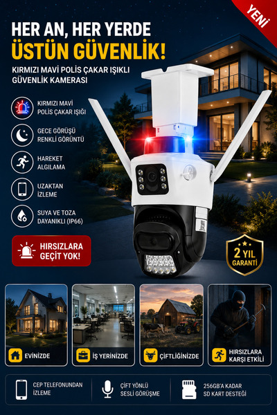SERKANELEKTRONİK Akıllı Kamera 6mp Çift Lens ( Adaptör Hediyeli)-HAREKET ALGI...