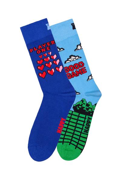 Derimod Happy Socks Мъжки многоцветни десенирани памучни чорапи, комплект от ...