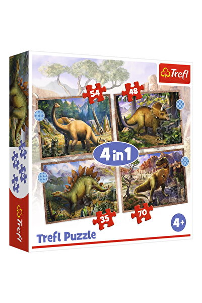 NO BRAND PUZZLE TREFL 4IN1 INTERESTING DINOSAURS