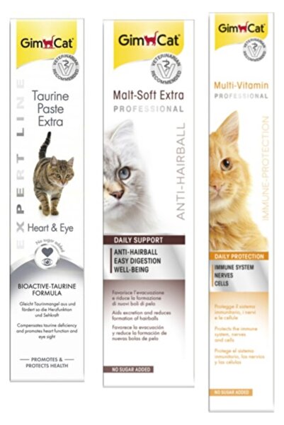 Gimcat Taurine 50GR + Anti-Hairball Malt Paste 100GR + Multi Vitamin Paste 10...