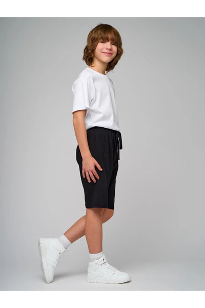 Lisa Crown Siyah %100 Pamuk Unisex Çocuk Şort LCLEO